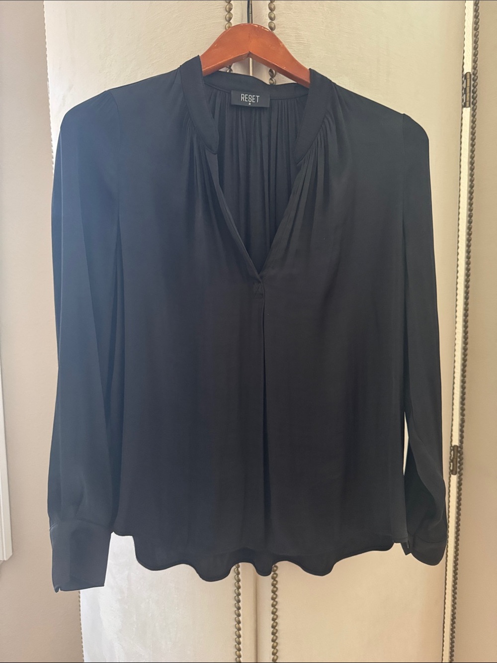 The Reset Black V-Neck Long Sleeve Blouse